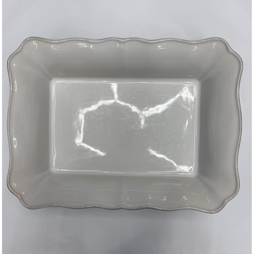 Casa Stone by Casafina White Stoneware Scalloped Rectangular Baker Set of 2 - Picture 2 of 12